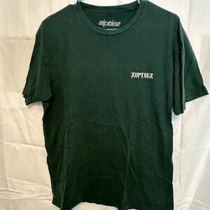 Ziptiez Men's Graphic, Green shirt with White Logo of Woman sitting in a wheel